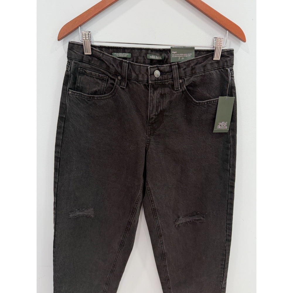 31" Wild Fable Black 90s Relaxed Straight Leg Jeans Size 2 Cotton Distressed - Picture 3 of 12